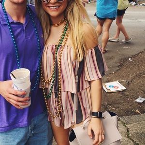 Striped Off-the-Shoulder Romper